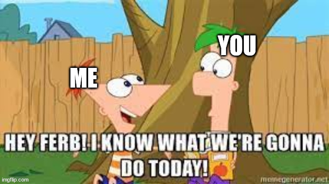 Meme, me as Phineas saying to you as Ferb, I know what we are going to do today