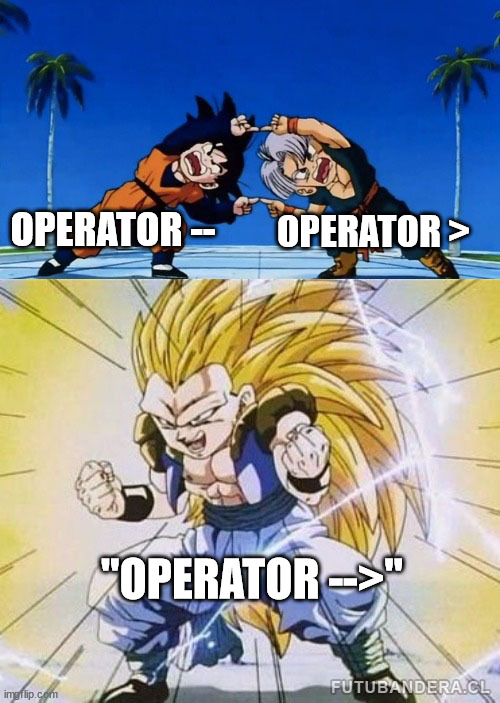 DBZ fusion between operator -- and operator > to create a new super operator -->